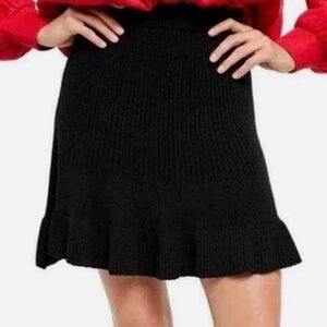 Free People Black Knit Ruffle Hem Skirt